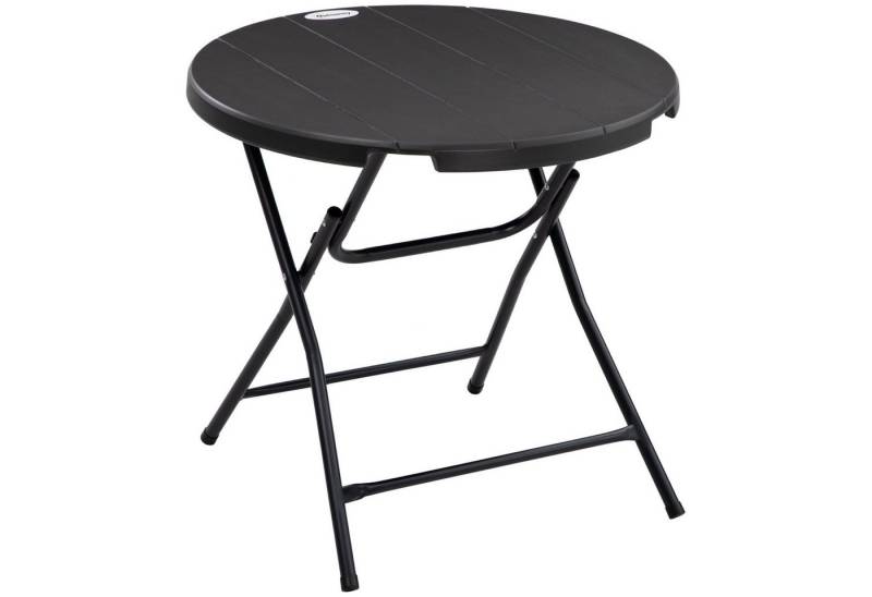 Outsunny Gartentisch Campingtisch Garten Esstisch mit Holzoptik, für Balkon, Terrasse (Beistelltisch für 4 Personen, 1-St., Runder Klapptisch), HDPE, Dunkelgrau von Outsunny