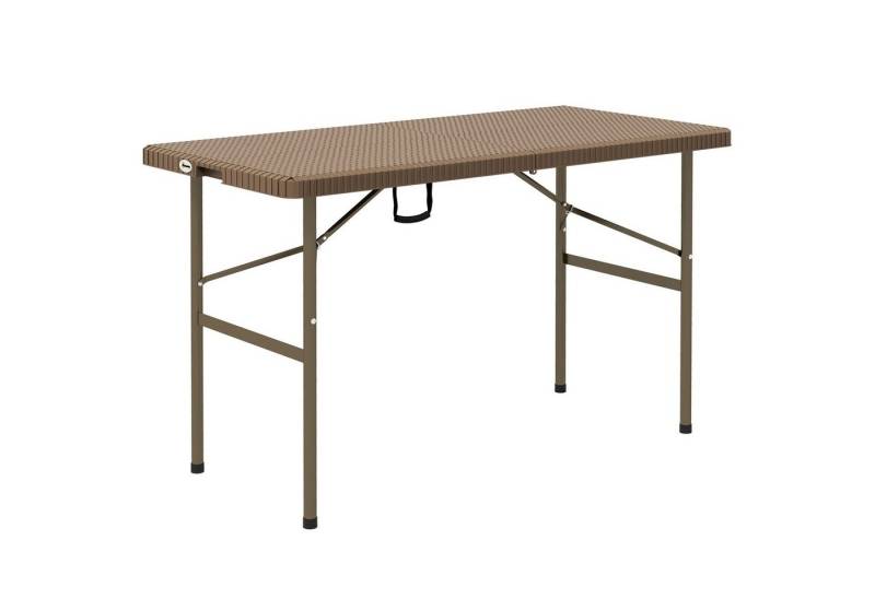 Outsunny Gartentisch Campingtisch Klapptisch mit Rattanoptik (Balkontisch, 1-St., Buffettisch), HDPE, Braun, 122 x 60 x 73 cm von Outsunny