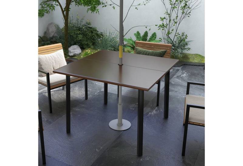Outsunny Gartentisch Esstisch für 4 Personen mit Schirmloch (Terrassentisch, 1-St., Balkontisch), Stahl, Braun, 100 x 100 x 72 cm von Outsunny