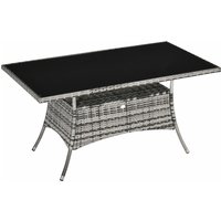 Outsunny Gartentisch  Glastisch Esstisch aus Polyrattan+Sicherheitsglas, Grau+Schwarz, 150x85x74cm  Aosom.de von Outsunny