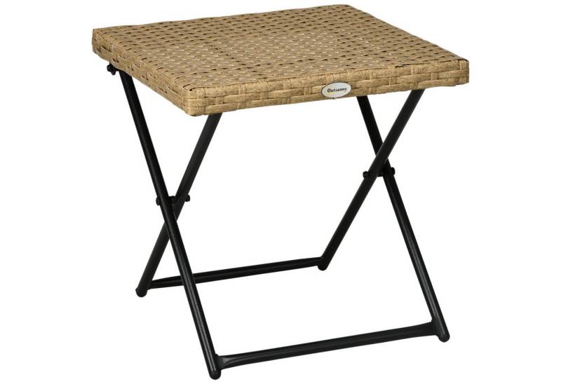 Outsunny Gartentisch Polyrattan Gartentisch klappbar Couchtisch (Balkontisch, 1-St., Gartenmöbel), Metall Natur 40 x 40 x 40 cm von Outsunny