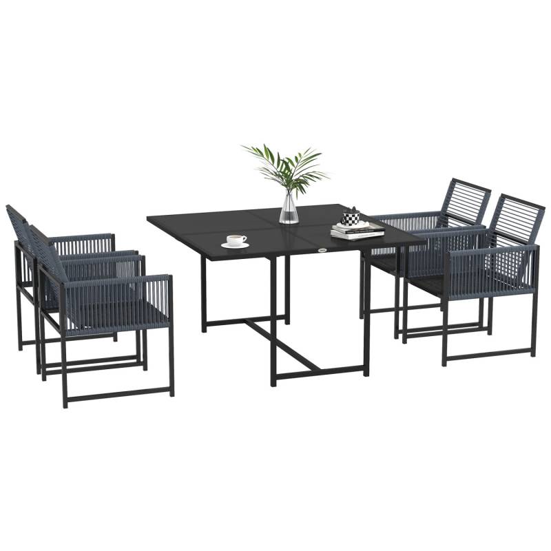 Outsunny Gartentisch Set  Stahl Hartglas Dunkelgrau 120L x 120B x 72H cm von Outsunny