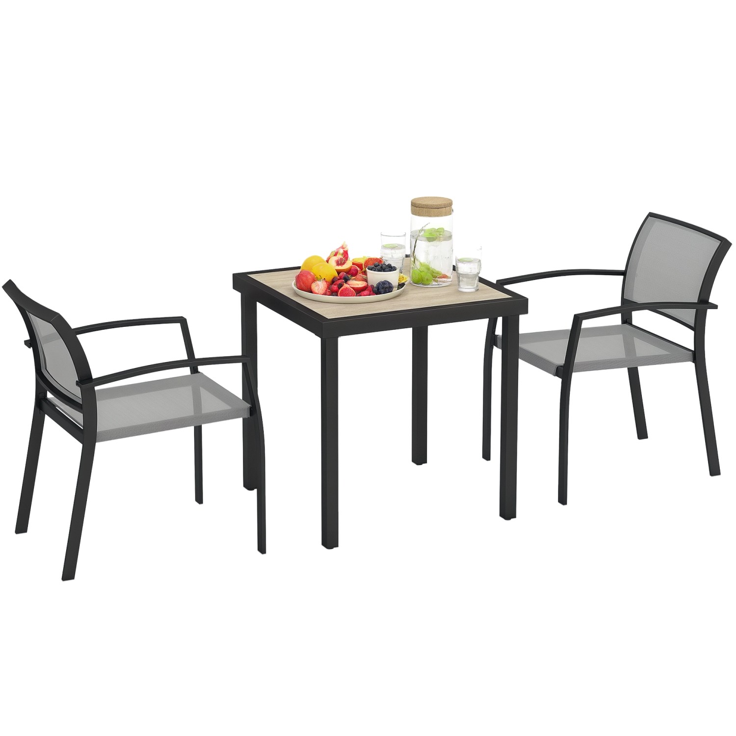 Outsunny Gartentisch Set  Stahl Kunststoff Grau 70L x 70B x 72Hcm von Outsunny