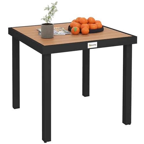 Outsunny Gartentisch für 4 Personen Esstisch Aluminiumtisch Gartenmöbel Loungemöbel pflegeleicht Kunststoff Natur 80 x 80 x 74 cm von Outsunny