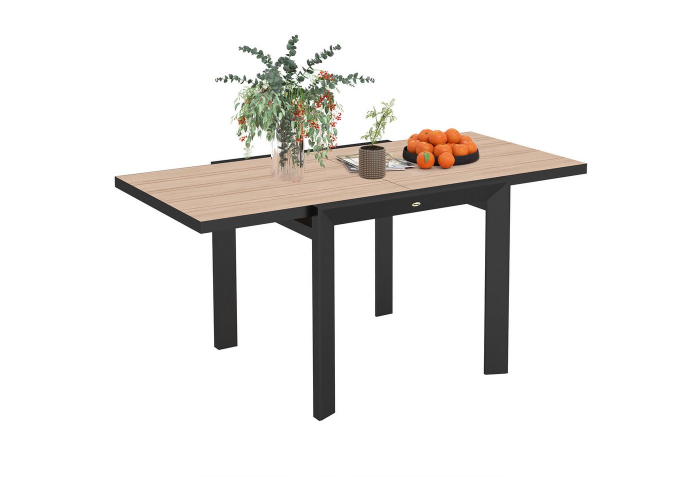 Outsunny Gartentisch für 6 Personen (wetterfest Buffettisch, 1-St., ausziehbarer Balkontisch), 80,160 x 80 cm, für Garten, Terrasse Balkon Naturholz von Outsunny