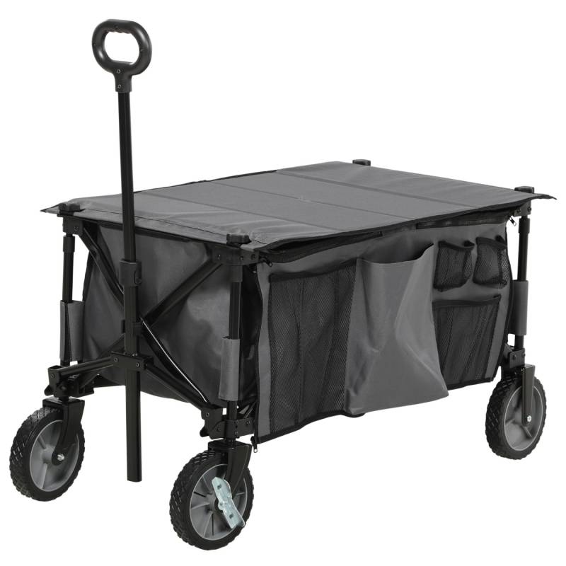 Outsunny Gartenwagen  Stahl Polyester Grau 108L x 55B x 93H cm von Outsunny