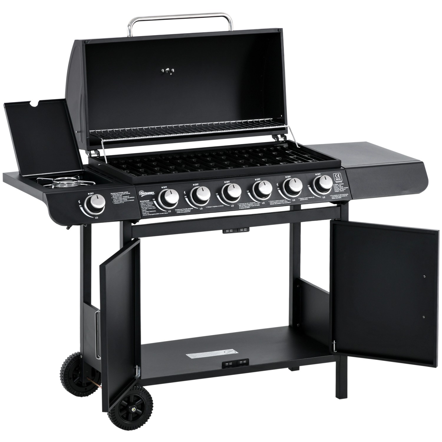 Outsunny Gasgrill Metall Schwarz 135L x 50B x 100H cm Outsunny Gasgrill Metall Schwarz 135L x 50B x 100H cm von Outsunny