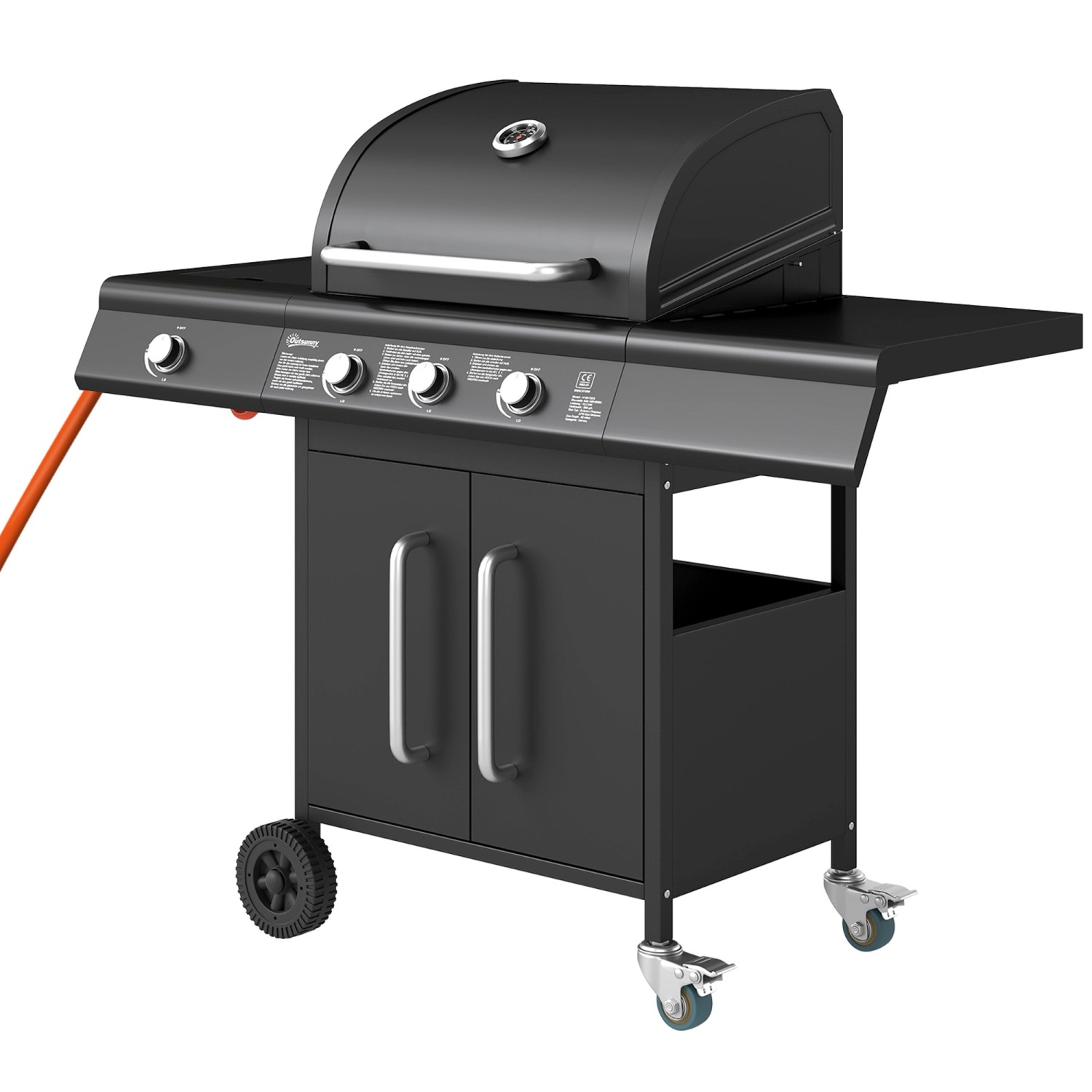 Outsunny Gasgrill Stahl Edelstahl Schwarz 118,5L x 56B x 110H cm Outsunny Gasgrill Stahl Edelstahl Schwarz 118,5L x 56B x 110H cm von Outsunny
