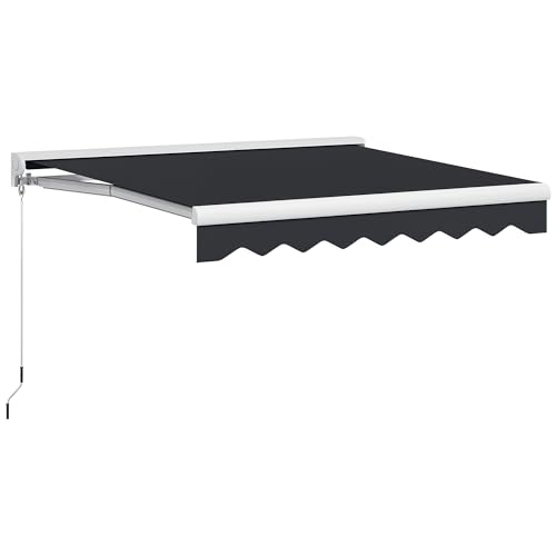 Outsunny Gelenkarmmarkise 2,5 x 2 m Elektrische Markise mit Handkurbel, Fernbedienung Wandmontage Sonnendach Balkonmarkise für Garten Alu Grau von Outsunny