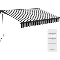 Outsunny Gelenkarmmarkise elektrisch 295 x 250 cm Sonnenschutz mit UV-Schutz, Handkurbel, verstellbare Kassettenmarkise mit Fernbedienung von Outsunny