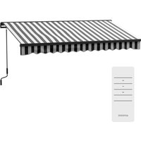 Outsunny Gelenkarmmarkise  Elektrische Balkonmarkise 350x250cm mit UV-Schutz, Handkurbel, Verstellbare Kassettenmarkise, Grau+Weiß  Aosom.de von Outsunny