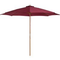 Outsunny Gerader Gartenschirm mit Doppeldach aus Holz, hochdichtes Polyestersegeltuch, Sonnenschutz Ø 3 x 2,5 m in Rot   Aosom von Outsunny