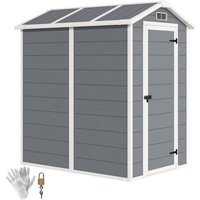 Outsunny Gerätehaus 2,1m², Wasserdicht Gartenhaus mit Boden Pultdach, 131x186x198/172 cm, Geräteschuppen mit Abschließbar Tür, Fenster Fahrradgarage von Outsunny