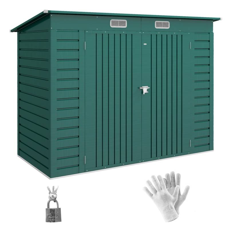 Outsunny Gerätehaus Verzinkter Stahl  249L x 121B x 166/183H cm von Outsunny