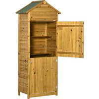 Outsunny Gerätehaus aus Naturholz, Geräteschrank, Gartenschrank, Gartenhaus, Geräteschuppen, 2 Regale, wetterfest, 2 Türen, 79 x 49 x 191,5cm von Outsunny