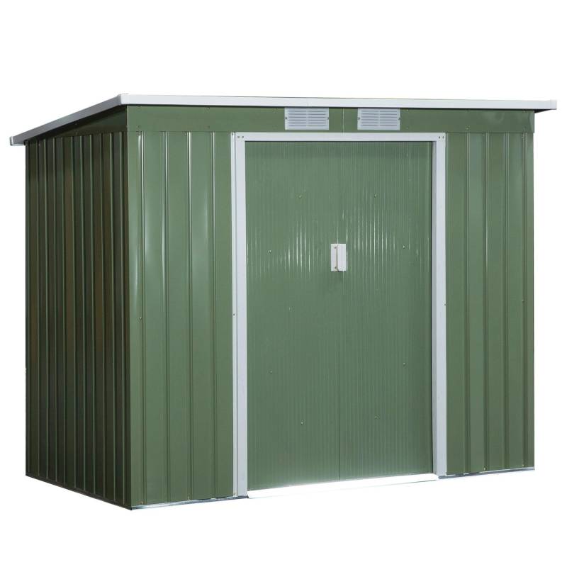Outsunny Gerätehaus mit Lüftungsfenster Stahl  213L x 130B x 173H cm von Outsunny