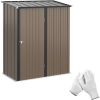 Outsunny Gerätehaus mit Pultdach 1,34 m² Metall Gartenhaus Geräteschuppen verzinkter Stahl Braun 161,5 x 94,5 x 196 cm   Aosom von Outsunny