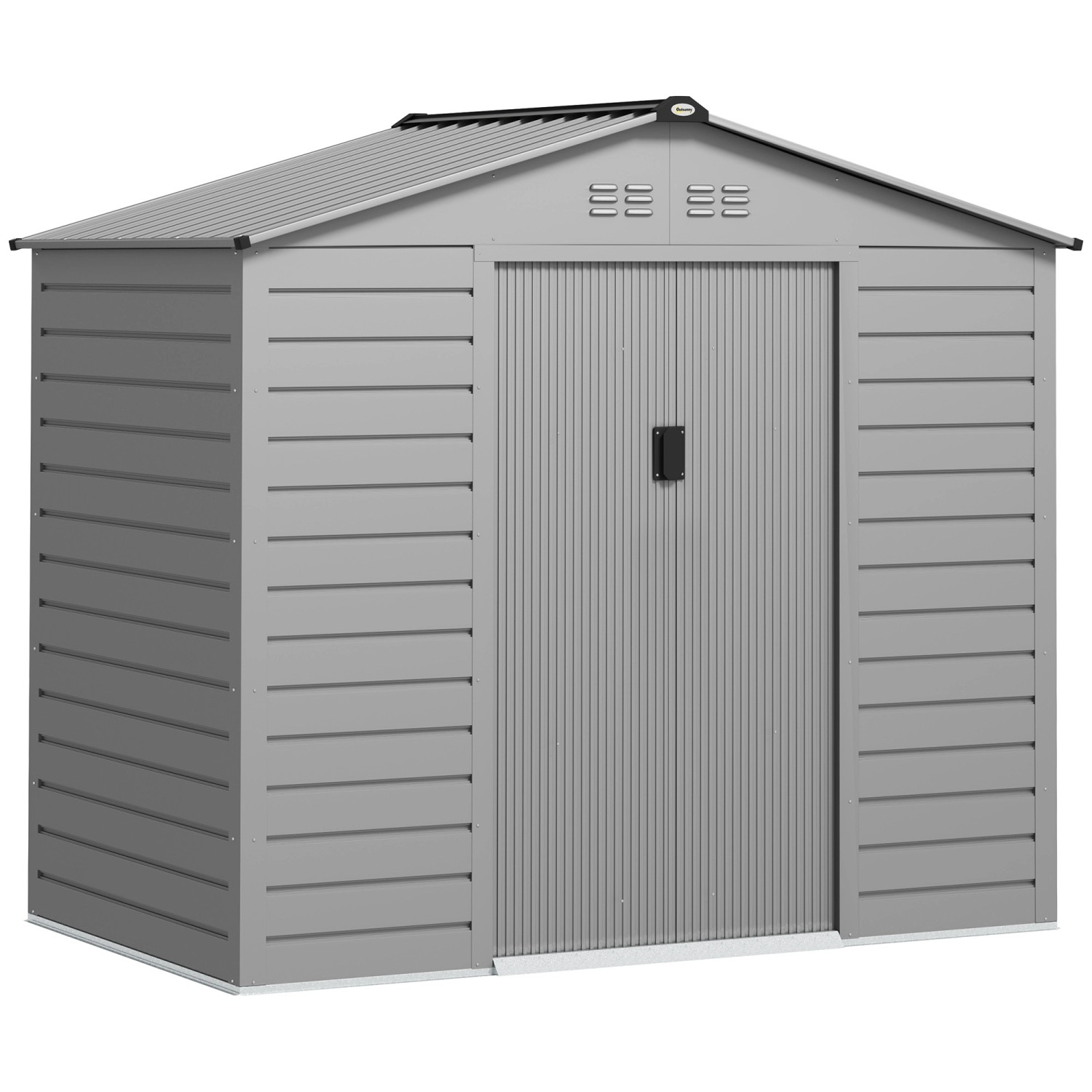 Outsunny Gerätehaus mit Satteldach Stahl Grau 213L x 131B x 192Hcm von Outsunny