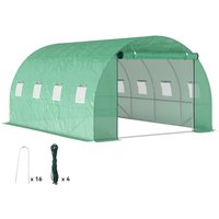 Outsunny - Gewächshaus 300x400x200cm Foliengewächshaus Tomatenhaus mit Tür, 8 Fenster, Folientunnel aus verzinktem Stahl, 170g/m² pe, stabiles von Outsunny