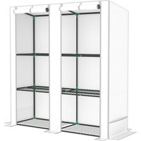 Outsunny Gewächshaus für den Außenbereich mit geneigtem Dach Kleines Gewächshaus mit 3 Regalen 2 Aufrollbaren Türen PE-Abdeckung und Stahlrahmen für Anbau Pflanzen Blumen 144x48x152 cm Weiß   Aosom von Outsunny