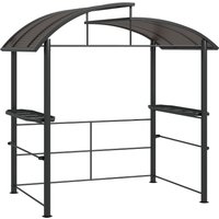 Outsunny Grillpavillon mit Flammschutzdach, BBQ-Pavillon mit 2 Ablagen, Grillüberdachung mit UV-Schutz, Pergola für Garten, Balkon, Stahl PC Dunkelgrau, 240 x 150 x 230 cm von Outsunny