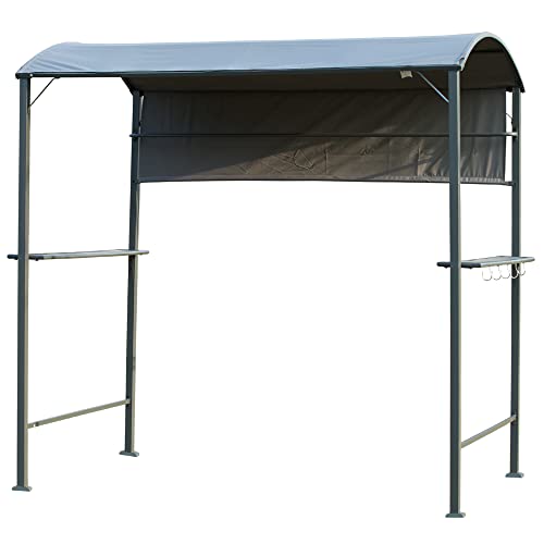 Outsunny Grillpavillon mit Flammschutzdach, BBQ-Pavillon mit 2 Ablagen, Polyester, Schwarz, 218 x 138 x 216 cm von Outsunny