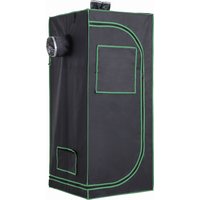 Outsunny Growbox Growzelt Growschrank Gewächshaus Zuchtschrank Pflanz 600D Oxford Tuch Stahl Schwarz+Grün 60 x 60 x 140 cm   Aosom von Outsunny