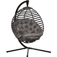 Outsunny - Hängesessel mit Gestell, Eiförmiger Hängeschaukel mit weichem Sitzpolstern,faltbar Hängematte für den Außenbereich Schaukelsessel Indoor von Outsunny