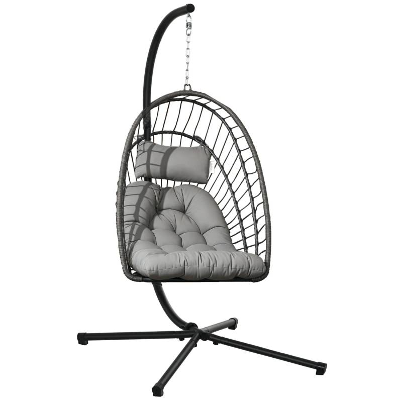 Outsunny Hängesessel Stahl PE Rattan Hellgrau 100L x 131B x 194H cm von Outsunny