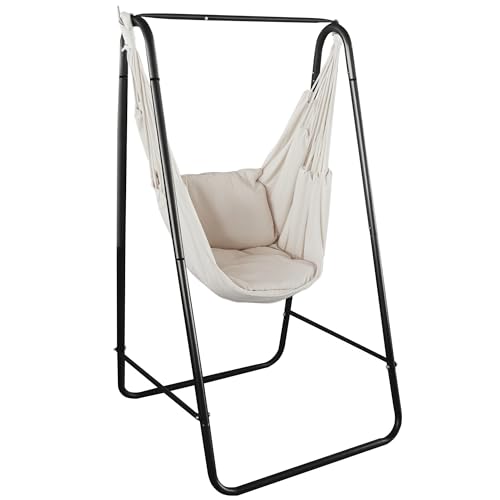 Outsunny Hängesessel für den Außenbereich, mit Halterung, Hängesessel mit Kissen, Armlehne, Haken, cremeweiß Outsunny Hängesessel für den Außenbereich, mit Halterung, Hängesessel mit Kissen, Armlehne, Haken, cremeweiß von Outsunny