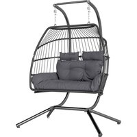 Outsunny Hängesessel mit Gestell faltbar Hängekorb mit Kissen Polyrattan Ergonomisch Hängeschaukel für 2 Personen Outdoor Hängestuhl belastbar bis 260kg Sessel für Balkon Terrasse Dunkelgrau Aosom Outsunny Hängesessel mit Gestell faltbar Hängekorb mit Kissen Polyrattan Ergonomisch Hängeschaukel für 2 Personen Outdoor Hängestuhl belastbar bis 260kg Sessel für Balkon Terrasse Dunkelgrau Aosom von Outsunny