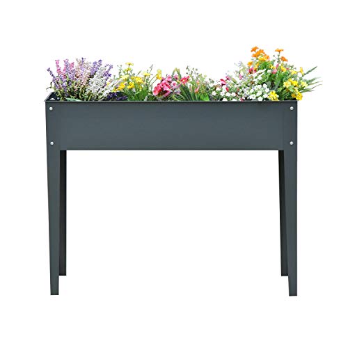 Outsunny Hochbeet, Kräuterbeet, Pflanzkasten mit 3 Abflusslöchern, Blumenkasten mit Füßen, Metall, 100 x 30 x 80 cm von Outsunny
