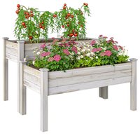 Outsunny Hochbeet 2 Stufen Frühbeet Kräuterbeet Pflanzkasten aus massivem Naturholz 115 x 114 x 76 cm mit Abflusslöchern für Garten   Aosom.de von Outsunny