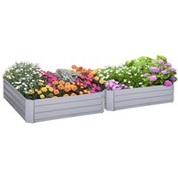 Outsunny Hochbeet 2er-Set grau Stahl B/H/L: ca. 100x30x100 cm Outsunny Hochbeet 2er-Set grau Stahl B/H/L: ca. 100x30x100 cm von Outsunny