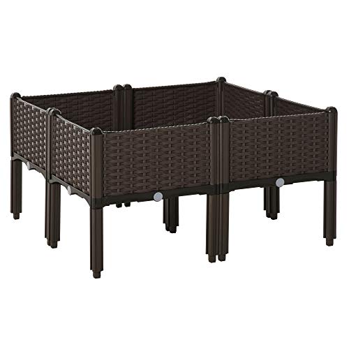Outsunny Hochbeet 4-teiliger Pflanzkasten mit Abflusslöchern Rattan-Look Blumenkasten DIY Braun 40 x 40 x 44 cm Outsunny Hochbeet 4-teiliger Pflanzkasten mit Abflusslöchern Rattan-Look Blumenkasten DIY Braun 40 x 40 x 44 cm von Outsunny