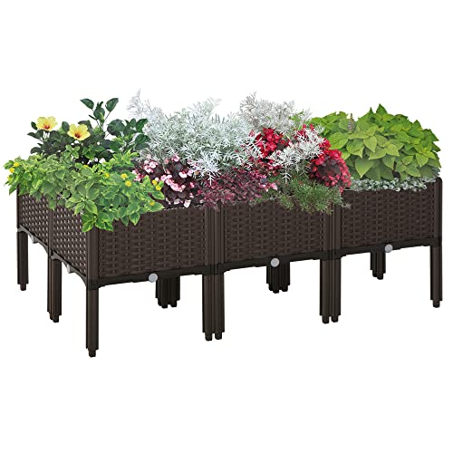 Outsunny Hochbeet 6-teiliger Pflanzkasten mit Abflusslöchern Rattan-Look Blumenkasten DIY Braun 40 x 40 x 44 cm Outsunny Hochbeet 6-teiliger Pflanzkasten mit Abflusslöchern Rattan-Look Blumenkasten DIY Braun 40 x 40 x 44 cm von Outsunny