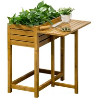 Outsunny Hochbeet Blumenkasten Pflanzkasten mit klappbarer Tischplatte, Kräuterbeet mit Innenverkleidung aus Vlies, Holz, Braun, 64 x 80 x 30 cm von Outsunny