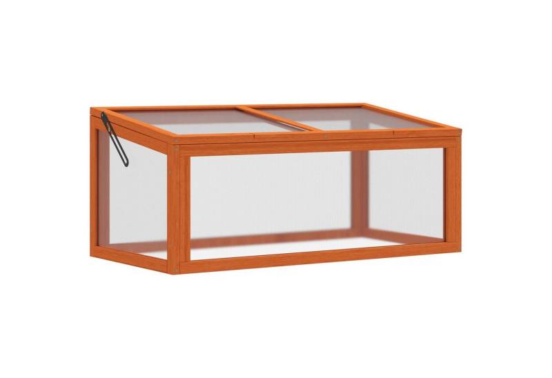 Outsunny Hochbeet Gewächshaus Frühbeetkasten Pflanzenbeet mit Abdeckung (Treibhaus, 1 St., Frühbeet), aus Holz,Polycarbonat, Orange, 90 x 46 x 40 cm von Outsunny