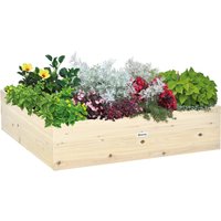 Outsunny Hochbeet Holz  Gartenbeet mit Vliesstoff, Pflanzkübel für Balkon & Garten, Natur, 117x117x30cm  Aosom.de von Outsunny