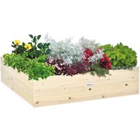 Hochbeet Holz Natur 117 x 117 x 30 cm - Naturholz - Outsunny von Outsunny