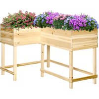 Hochbeet Holz Pflanzkasten mit Bewässerungssystem Vliesstoff Blumenkasten Blumentopf Kräuterbeet Natur 122 x 91 x 81 cm - Naturholz - Outsunny von Outsunny