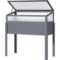 Hochbeet Holz 2-in1 für Garten Balkon und Terrasse Polycarbonat Grau 120 x 54 x 112/122 cm von Outsunny