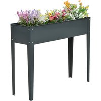 Outsunny Hochbeet Kräuterbeet Pflanzkasten mit Füßen und 3 Abflusslöchern 100 x 30 x 80 cm aus Metall für Garten und Balkon   Aosom.de von Outsunny