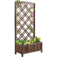Outsunny  Hochbeet Pflanzkasten Blumenständer Rankgitter Rankkasten Rosenbogen Garten Holz Braun 60 x 30 x 122,5 cm   Aosom von Outsunny