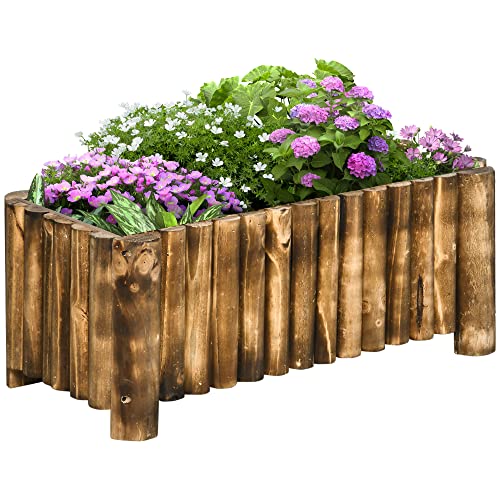 Outsunny Hochbeet Pflanzkasten Kräuterbeet Pflanzbeet Gemüse Blumenbeet Blumenkasten, Tannenholz 78x35x30 cm von Outsunny