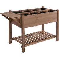 Outsunny - Hochbeet Pflanzkasten mit 8 geteilten Gittern faltbare Ablage Blumenkasten Blumentopf Kräuterbeet Massivholz Braun 123 x 54 x 80 cm von Outsunny