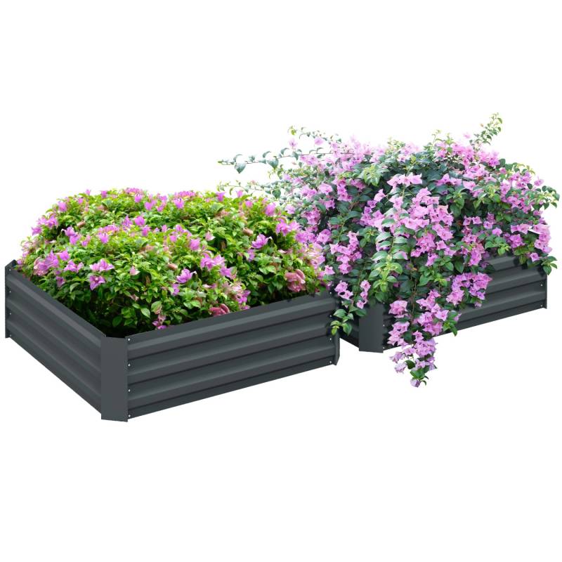 Outsunny Hochbeet Stahl Dunkelgrau 100L x 100B x 30H cm von Outsunny