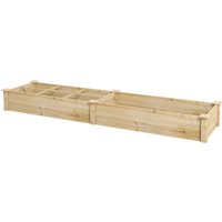 Outsunny Hochbeet aus Holz, Großes Pflanzkasten mit 2 Fächern, Blumenkasten, Kräuterbeet, Gemüsebeet für Garten, Balkon, Natur, 237 x 60 x 25cm von Outsunny