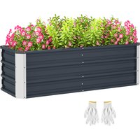 Outsunny Hochbeet aus Stahl Gartenbeet Pflanzkasten 125x47x40cm Kohlegrau inkl. Handschuhe für Gemüse & Blumen   Aosom.de von Outsunny