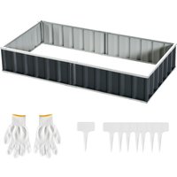 Outsunny Hochbeet für den Garten Maße 174L x 90B x 30H cm - modular, Werkzeugloser Aufbau, Handschuhe enthalten - gewelltes Stahlblech Anthrazit   Aosom von Outsunny